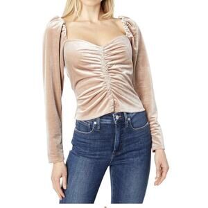 Revolve ASTR The Label Vanya Top BLUSH NUDE WOMENS Large Rouched Velvet Feel
